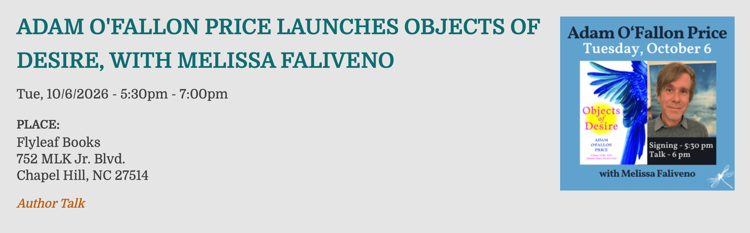 Adam O'Fallon Price Launches "Objects of Desire"