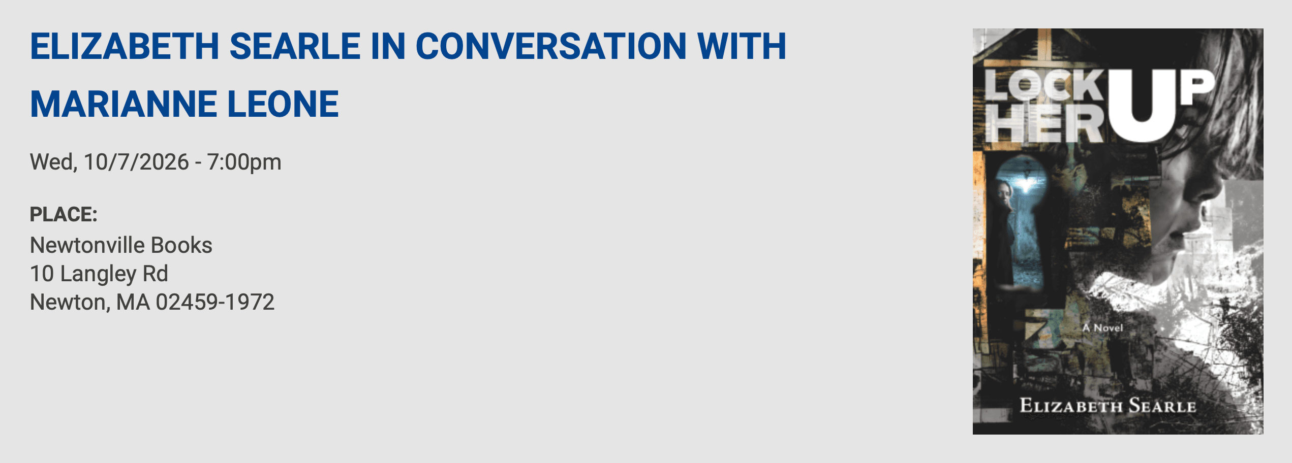 Elizabeth Searle in Conversation with Marianne Leone